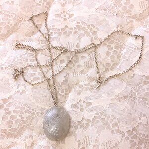 NEW Bauxo Oval White Pendant Silver Tone Long Necklace for Women Girls